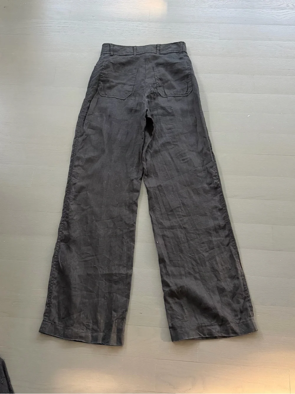 Zara Black Wide-Leg Linen-Blend Pants XS